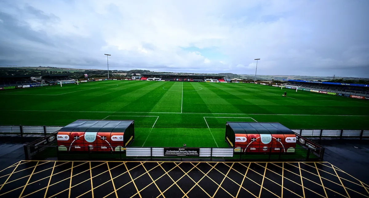 Aerial view of the Truro City FC stadium