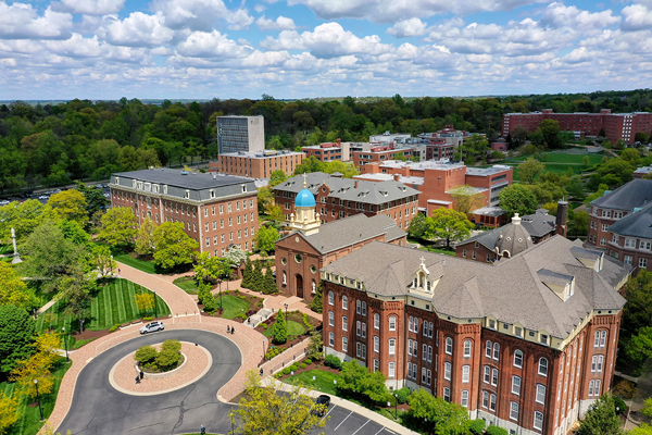Aerial view of the University of Dayton campus
