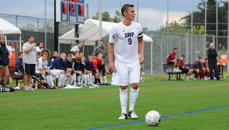 Oliver Templeton playing collegiate soccer at Shippensburg University