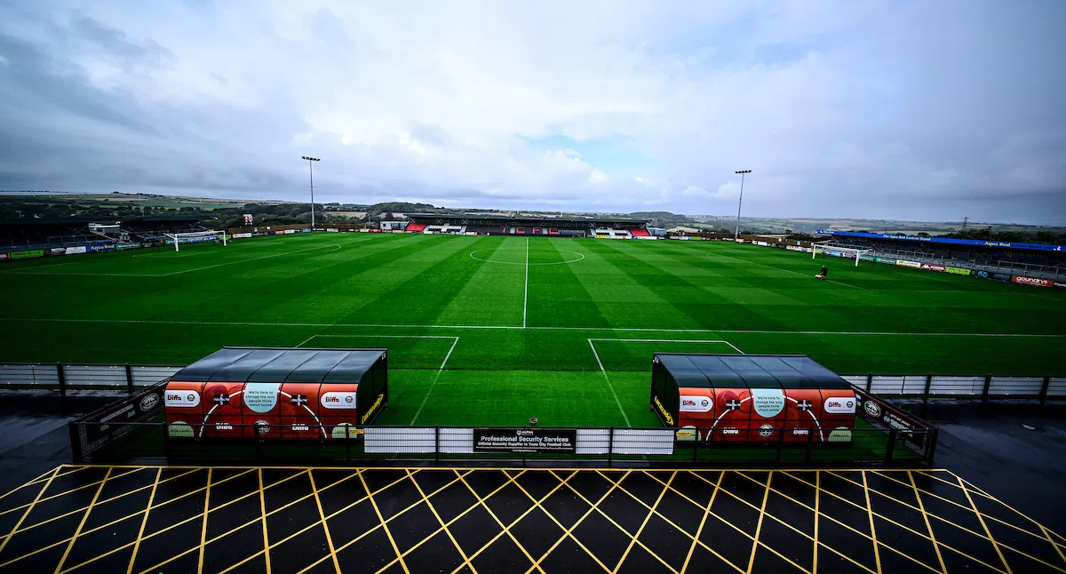 Aerial view of the Truro City FC stadium